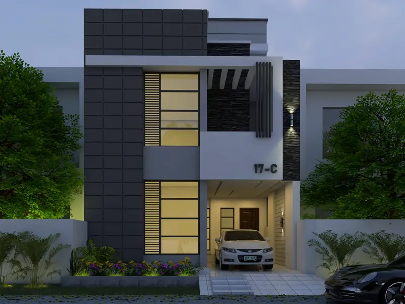 5 MARLA FRONT ELEVATION DESIGN DHA PHASE 9